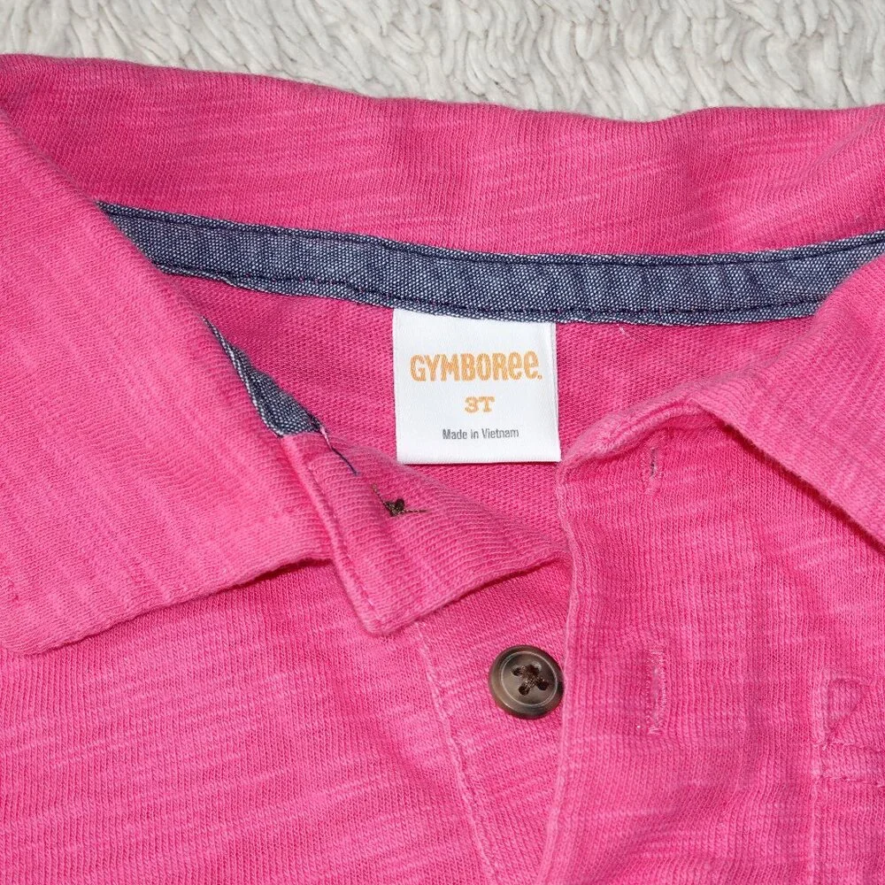 Boys Size 3T Pink Short Sleeve Gymboree Polo - 100% Cotton